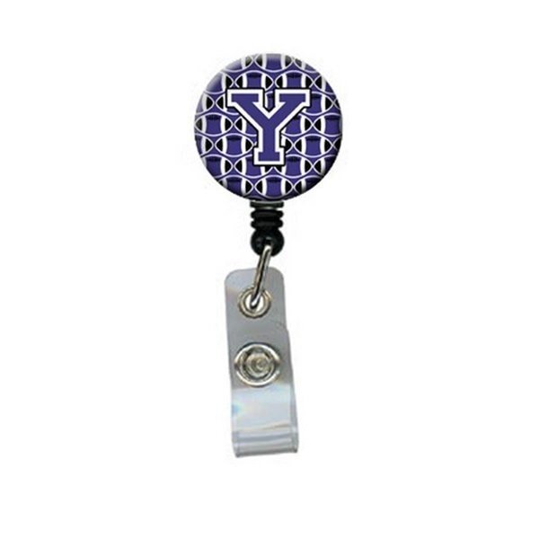 Letter Y Football Purple and White Retractable Badge Reel, Carolines Treasures, Mfr#: CJ1068-YBR